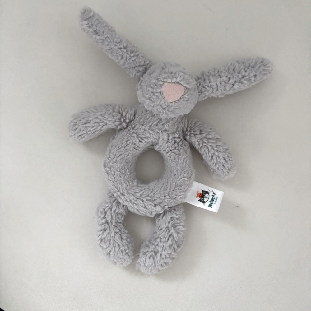 Jellycat Bashful Beige Bunny Ring baby soft Rattle grey toy